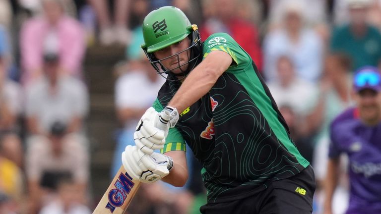 Southern Brave's James Coles batting during The Hundred Men's match at the Utilita Bowl, Southampton. Picture date: Wednesday August 13, 202