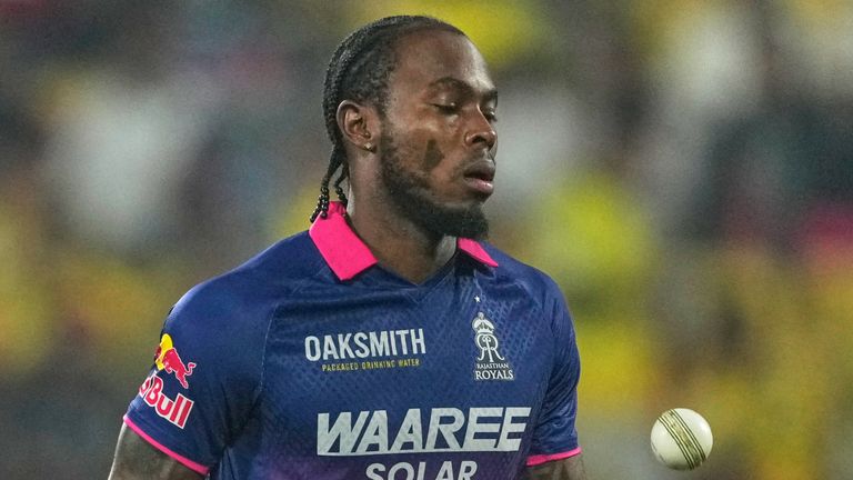 Rajasthan Royals' Jofra Archer during the IPL (Associated Press)