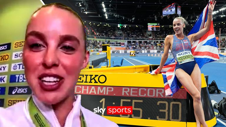 Keely Hodgkinson speaks after winning 800m gold in a championship record time at the World Athletics Indoor Championships.