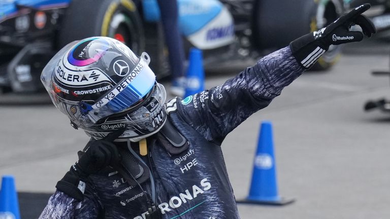 Mercedes driver Kimi Antonelli of Italy reacts after winning the Japanese Formula One Grand Prix at Suzuka in central Japan, Sunday, March 29, 2026. (AP Photo/Hiro Komae)