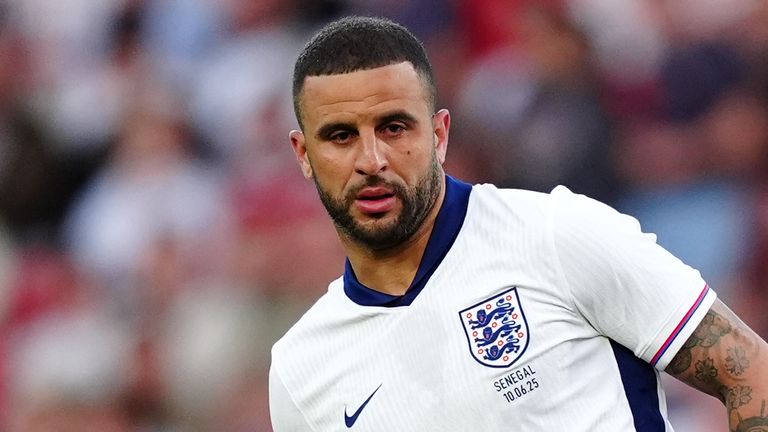 England's Kyle Walker during the international friendly match at The City Ground, Nottingham. Picture date: Tuesday June 10, 2025.