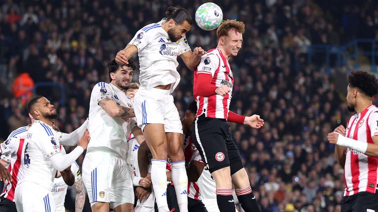 Action from the first half of Leeds vs Brentford