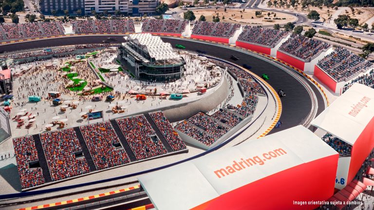 The banked section known as La Monumental on Madrid's new F1 track