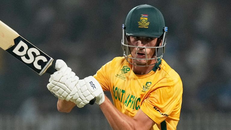 South Africa's Marco Jansen plays a shot during the 2026 Men's T20 World Cup (Associated Press)