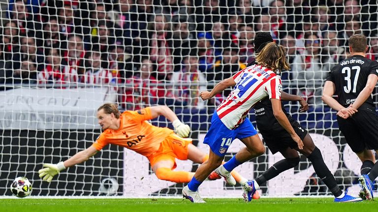 Marcos Llorente gives Atletico Madrid an early lead after a mistake by Antonin Kinsky