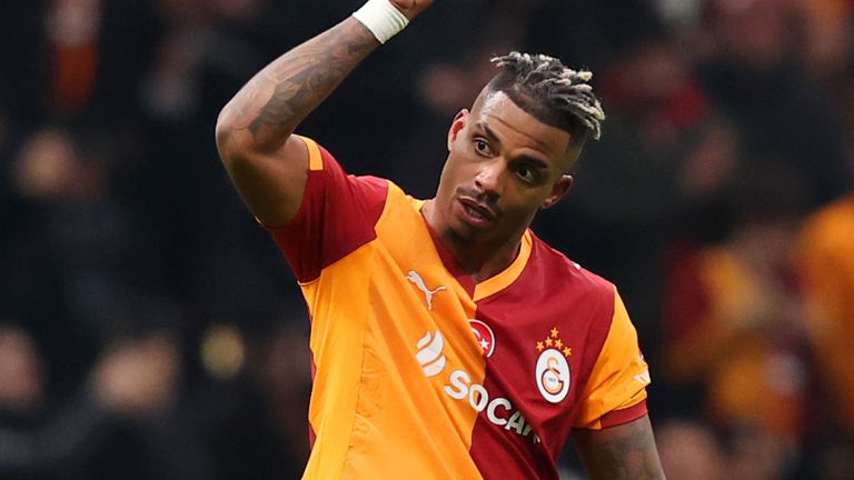 Mario Lemina of Galatasaray celebrates scoring his team's first goal 