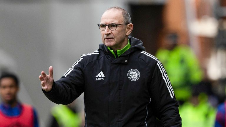 Celtic Manager Martin O'Neill looks on against Rangers