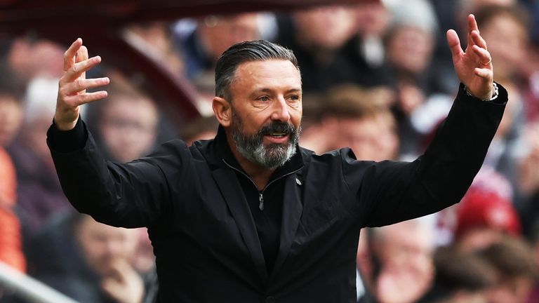 EDINBURGH, SCOTLAND - FEBRAURY 28: Hearts Head Coach Derek McInnes during a William Hill Premiership match between Heart of Midlothian and Aberdeen at Tynecastle park, on February 28, 2026, in Edinburgh, Scotland. (Photo by Craig Williamson / SNS Group)