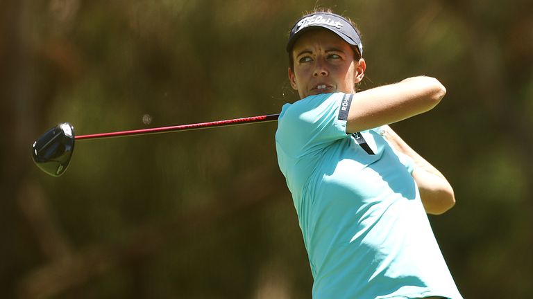 Meghan MacLaren of England tees off on the 11th hole on day two of the ISPS Handa Australian Open 2024 
