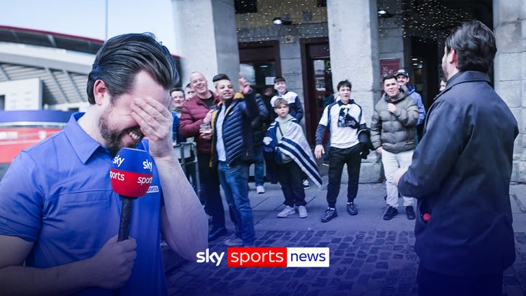 Hilarious moment Sky Sports reporter is serenaded by Spurs fans