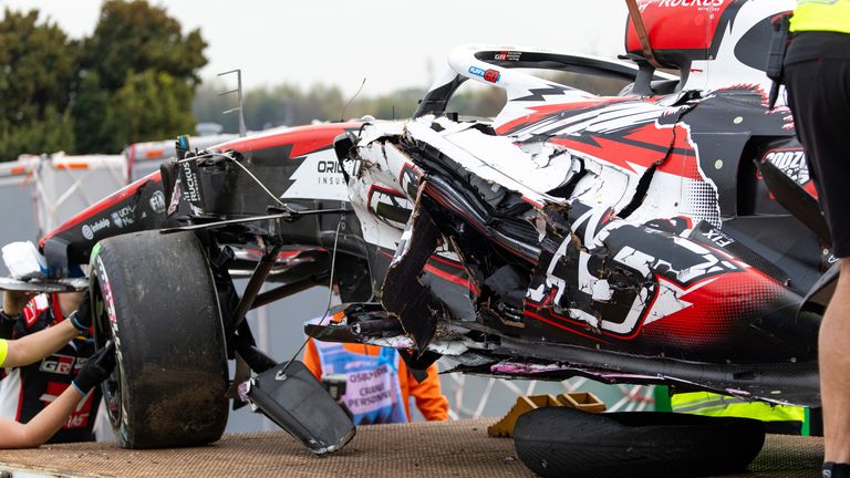 Oliver Bearman's Haas after Japan crash