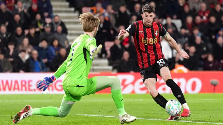 Ryan Christie spurns a chance to give Bournemouth the lead against Brentford