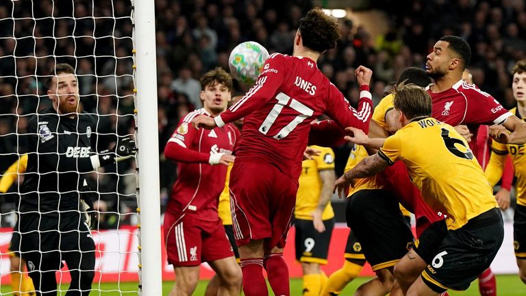 Curtis Jones spurns a chance to give Liverpool the lead at Wolves