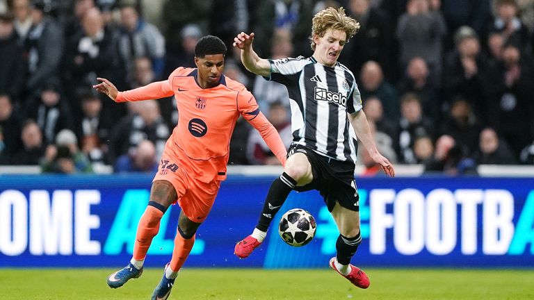 Marcus Rashford ja Anthony Gordon kohtaavat Barcelonan Mestarien liigan viimeisten 16. ottelun ottelussa Newcastlessa