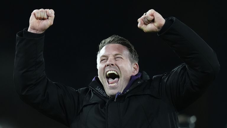 Rob Edwards celebrates Wolves' home win over Liverpool