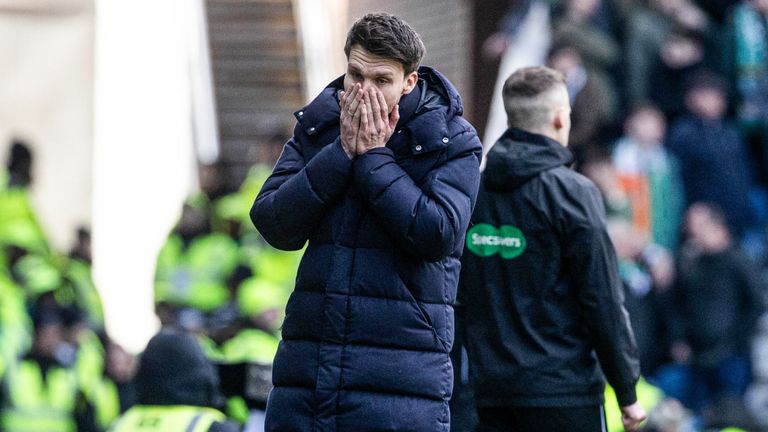 Rangers boss Danny Rohl looks dejected as his side are knocked out of the Scottish Cup 