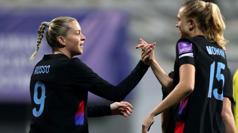 Russo celebrates after doubling England's lead