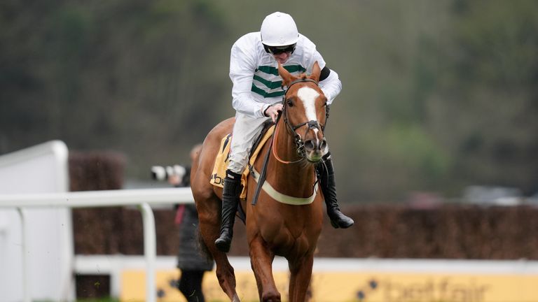 Mondo Man, ridden by Caoilin Quinn, on their way to winning the Imperial Cup at Sandown Park