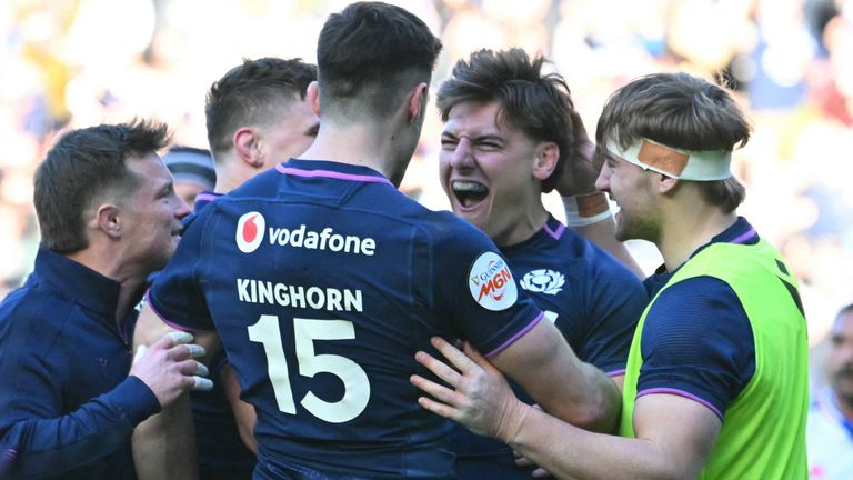 Tom Jordan left mangled after scoring Scotland's seventh try against France