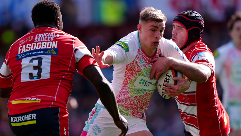 Leicester Tigers scrum-half Jack van Poortvliet in action against Gloucester at Villa Park