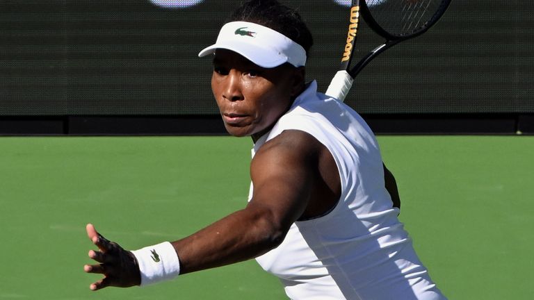 Venus Williams during the BNP Paribas Open on March 5, 2026 (Photo by John Cordes/Icon Sportswire) (Icon Sportswire via AP Images)