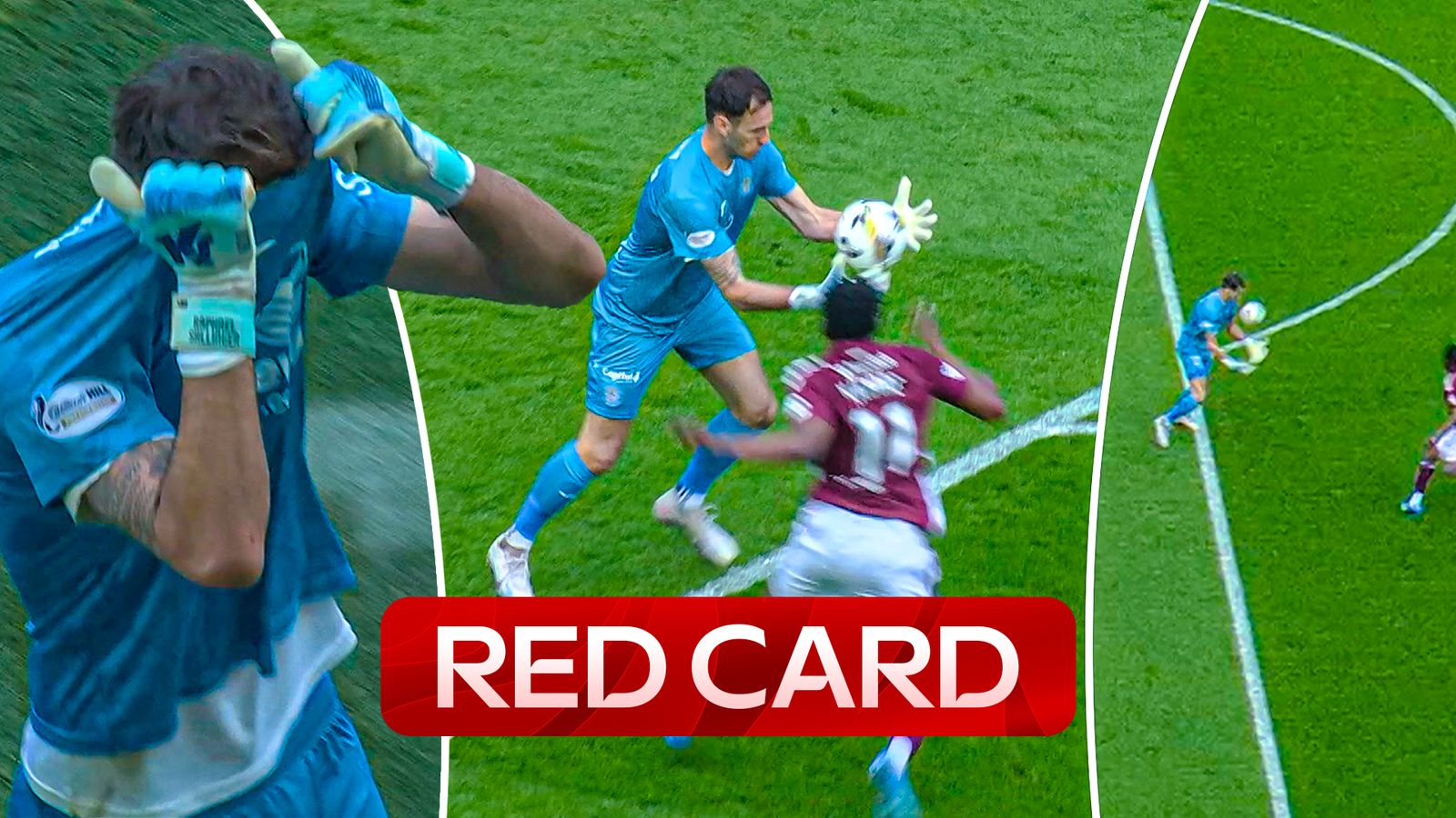 Hibernian vs Hearts: Raphael Sallinger dismissed after handling outside area!