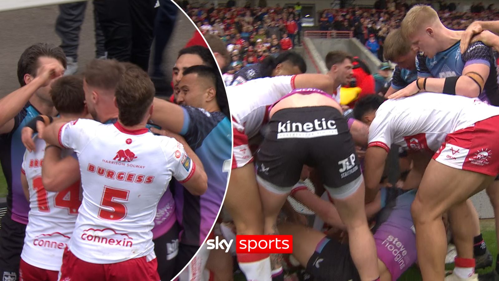 Hull KR vs Hull FC: Scuffle breaks out after James Litten try extends Robins lead in Hull derby