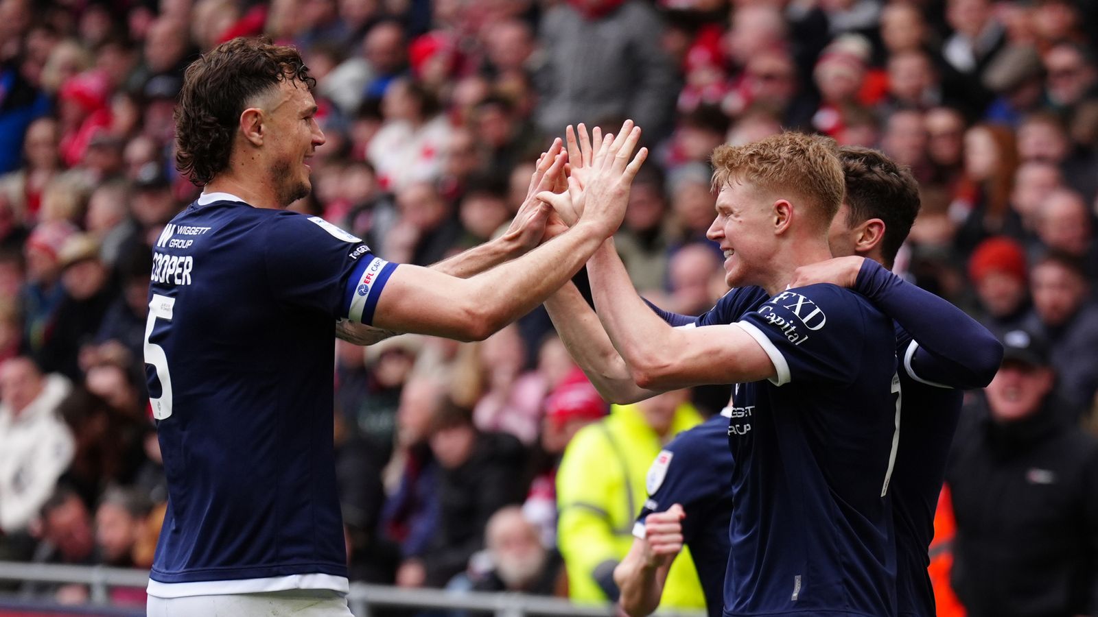 Josh Coburn celebrating a goal for Millwall