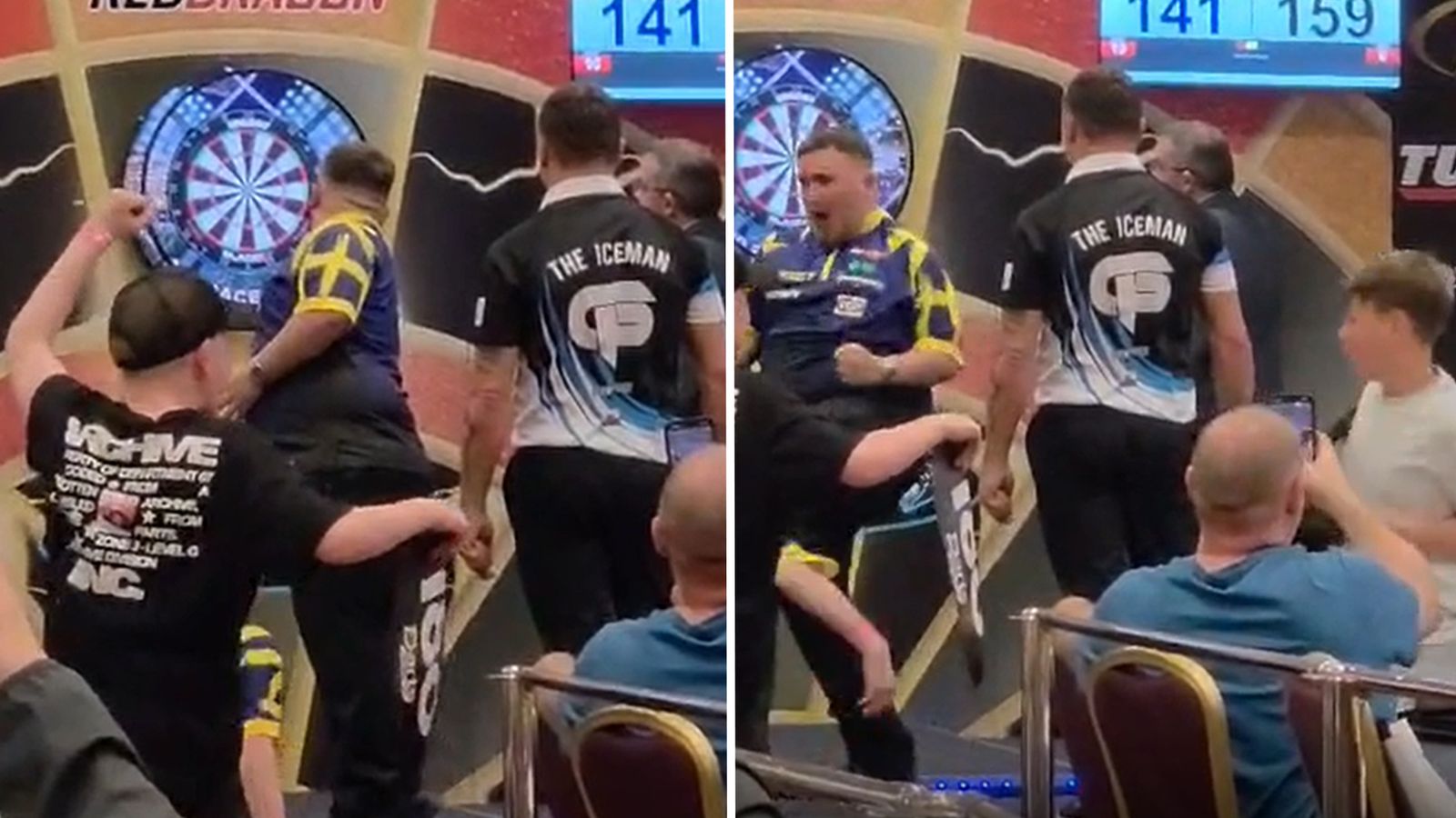 Luke Littler sends exhibition crowd WILD with NINE-DARTER!