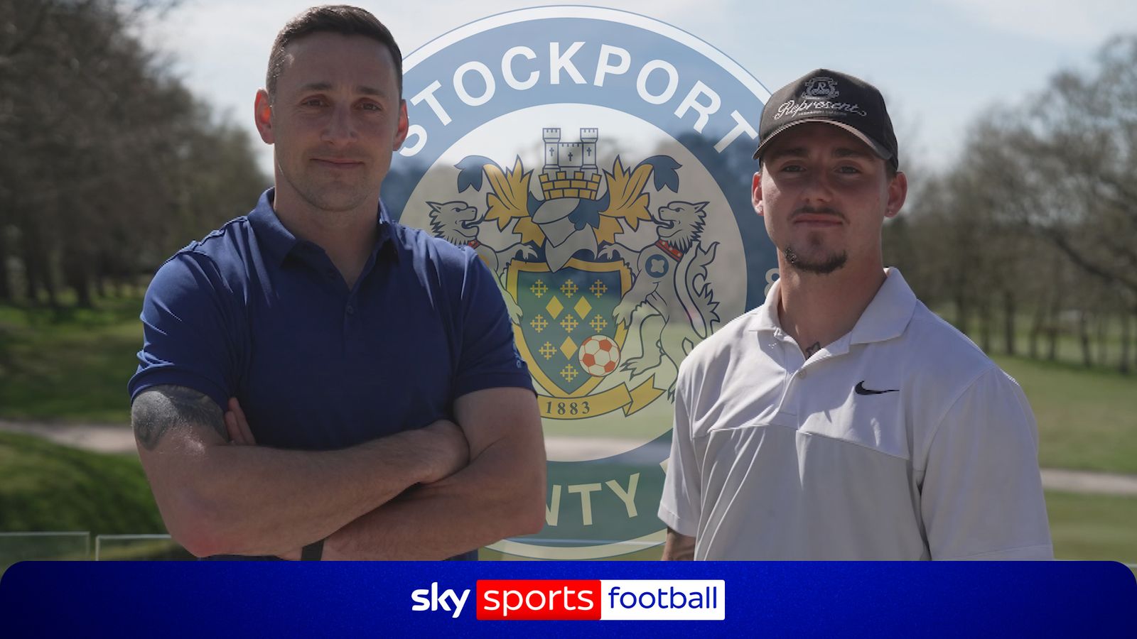 Sky Sportsβ Mark McAdam takes Stockport's Jack Diamond and Ben Hinchliffe to the golf course ahead of Vertu Trophy final. Sky Sportsβ Mark McAdam takes Stockport's Jack Diamond and Ben Hinchliffe to the golf course ahead of Vertu Trophy final.