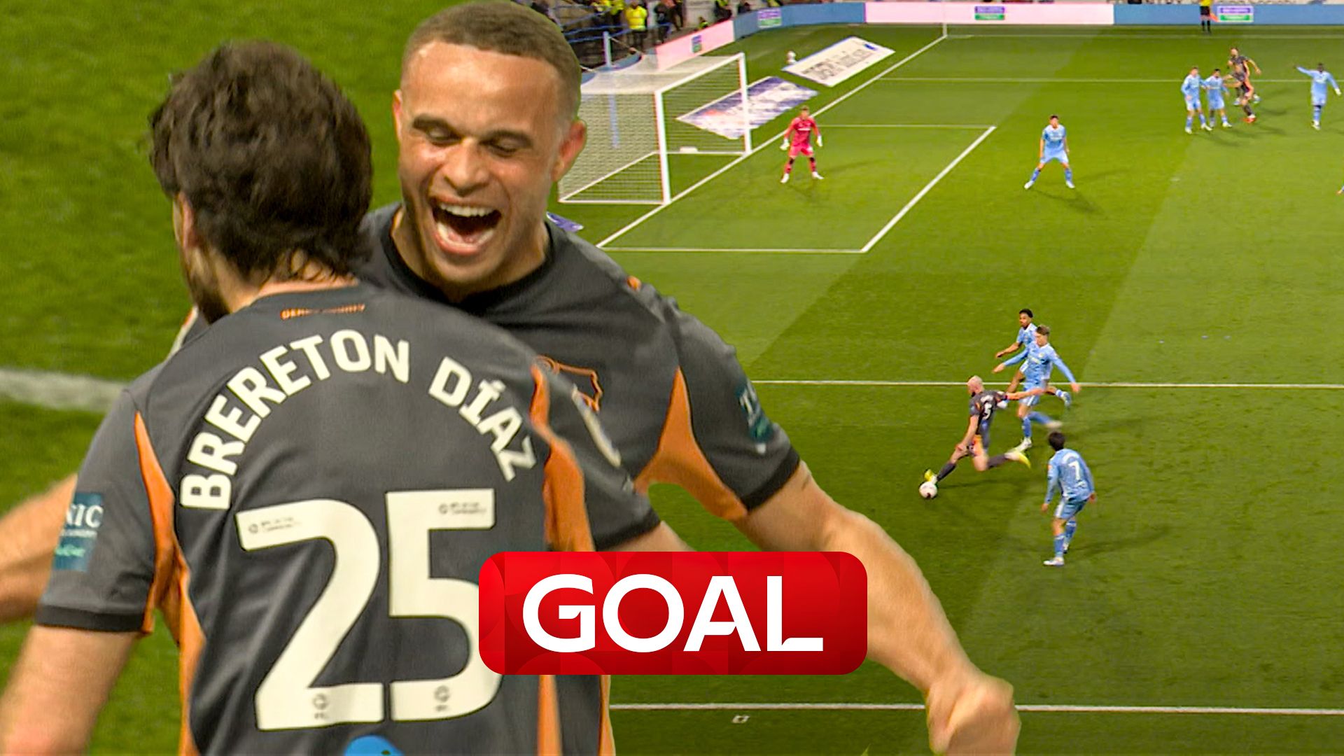 'Brilliant cross' | Centre back Clarke picks out Brereton Diaz for Derby equaliser 