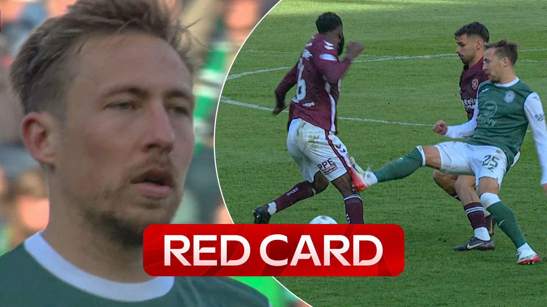 Hibs down to NINE after Passlack picks up second yellow!