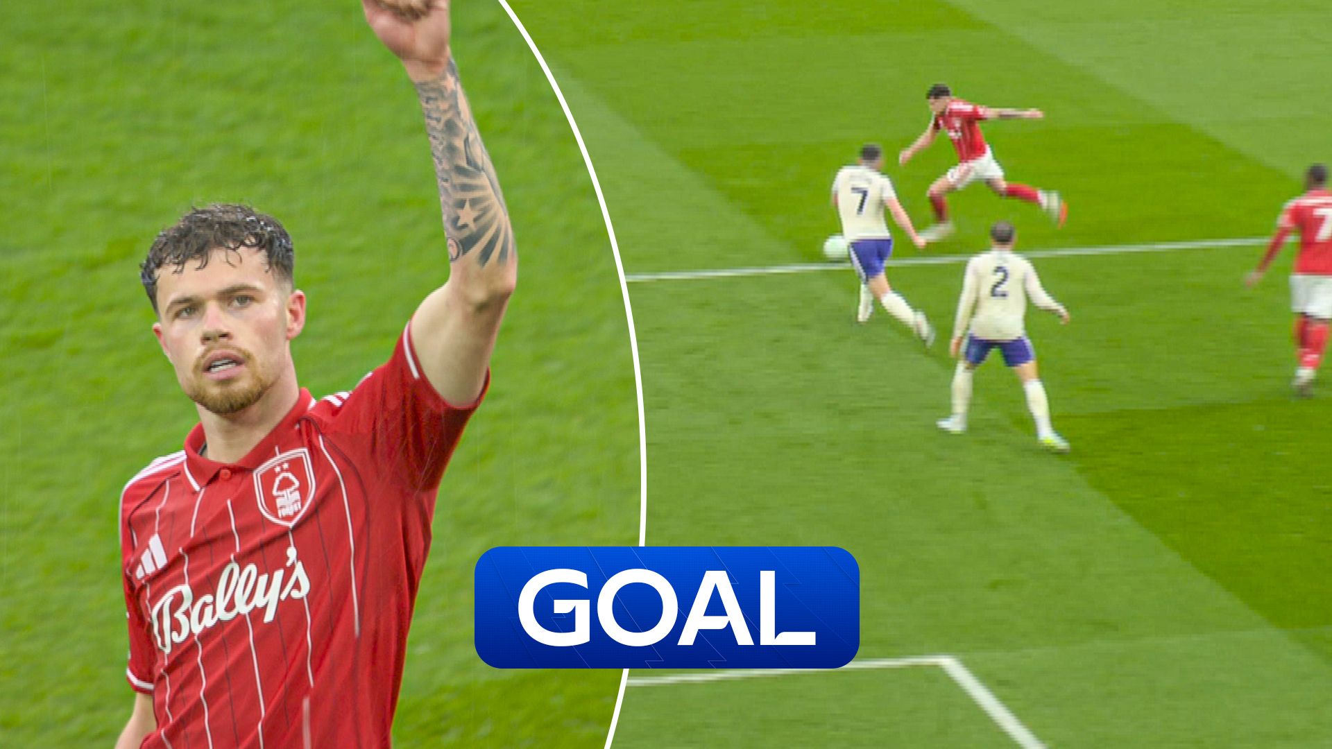 BIG goal! Williams' superb strike brings Forest level before the break