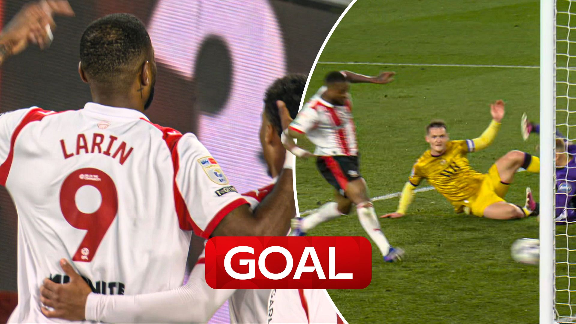 Larin squares it in to give Southampton the opener against Blackburn 