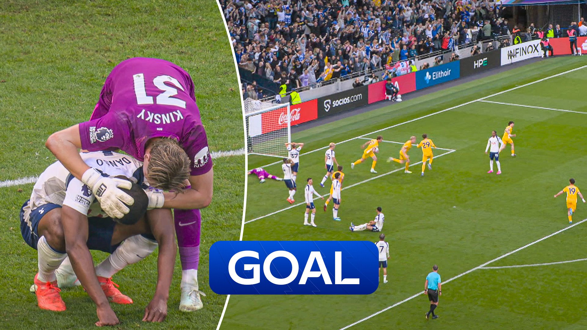 Spurs vs Brighton: Georginio Rutter scores late leveller for Seagulls after Kevin Danso error!