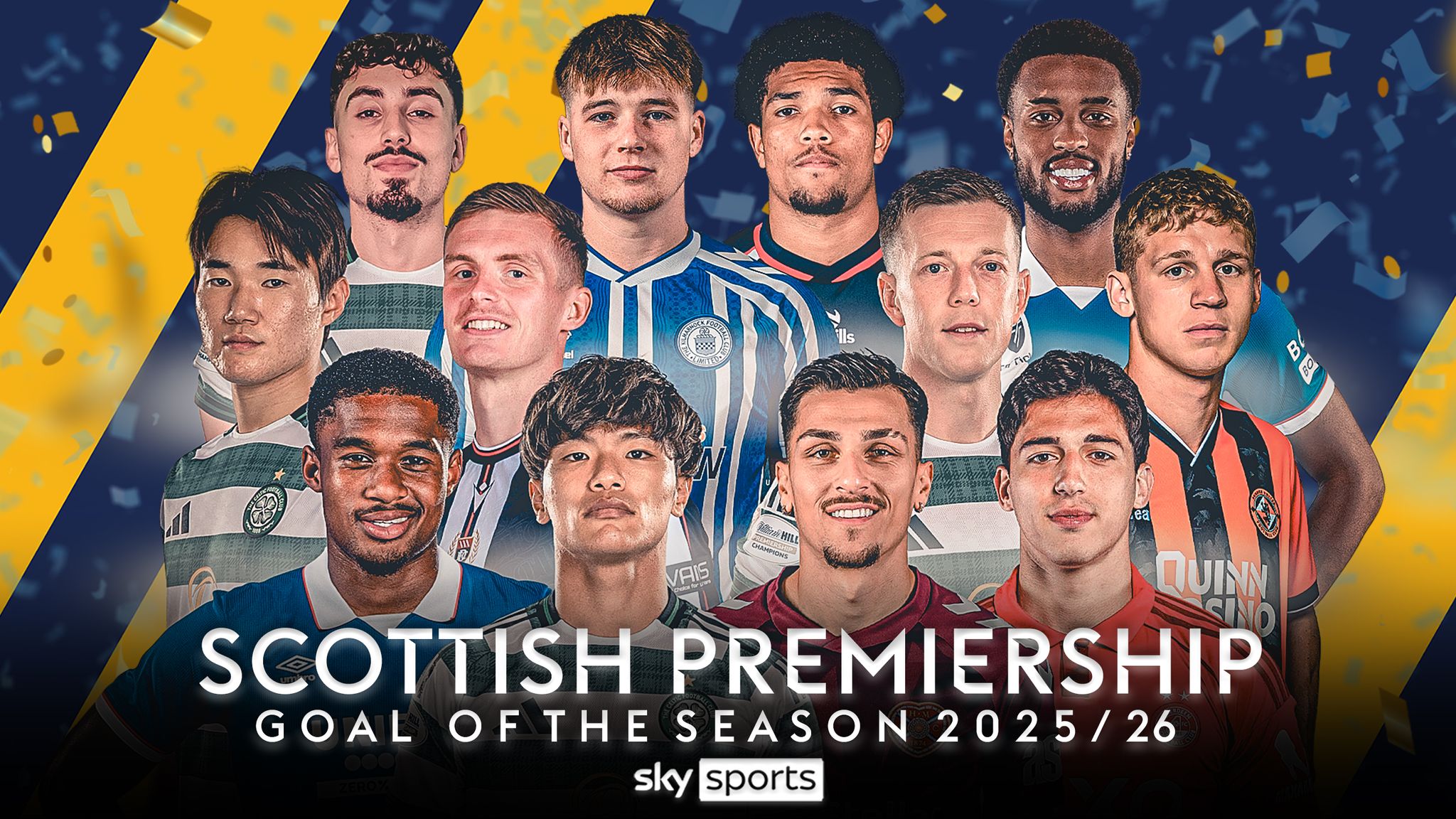 Scottish Premiership: Aberdeen, Celtic, Dundee, Dundee United, Falkirk, Hearts, Kilmarnock, Rangers players feature in goal of the season shortlist