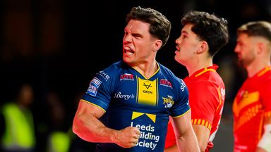 Brodie Croft was among the try-scorers as Super League-leaders Leeds Rhinos thrashed Catalans Dragons on Friday