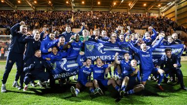 The St Johnstone squad celebrate after winning the Scottish Championship title