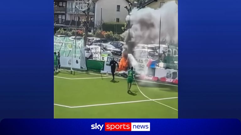 Former Brighton player helps put out fire in Switzerland during game!!!