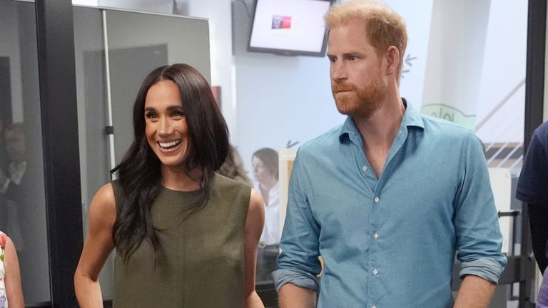 Prince Harry and his wife Meghan, the Duke and Duchess of Sussex in Melbourne, Australia. Pic: AP