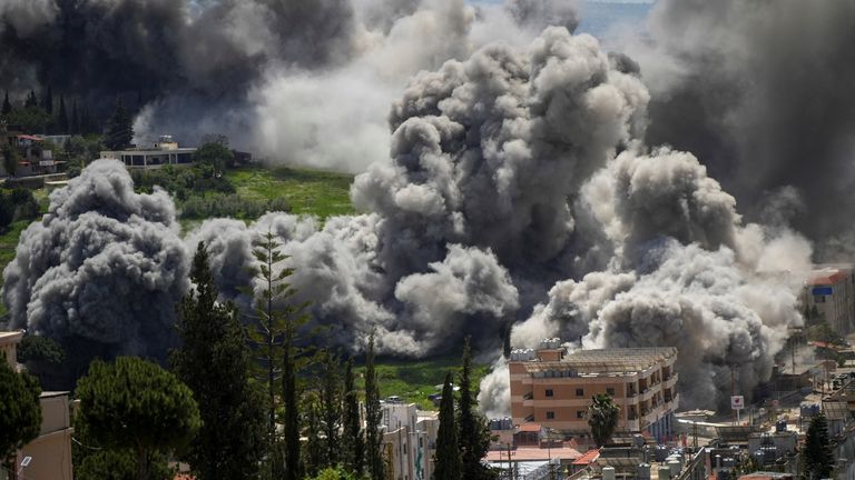 Israeli strike in Nabatieh, Lebanon, April 16, 2026. REUTERS/Stringer