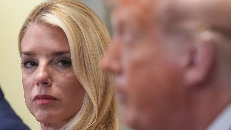 Pam Bondi has been fired as US attorney general. Pic: AP