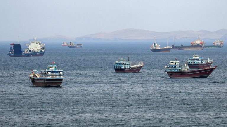 Ships and boats in the Strait of Hormuz, Musandam, Oman, April 22, 2026. REUTERS/Stringer