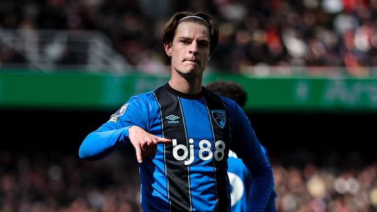 Alex Scott celebrates after restoring Bournemouth's lead