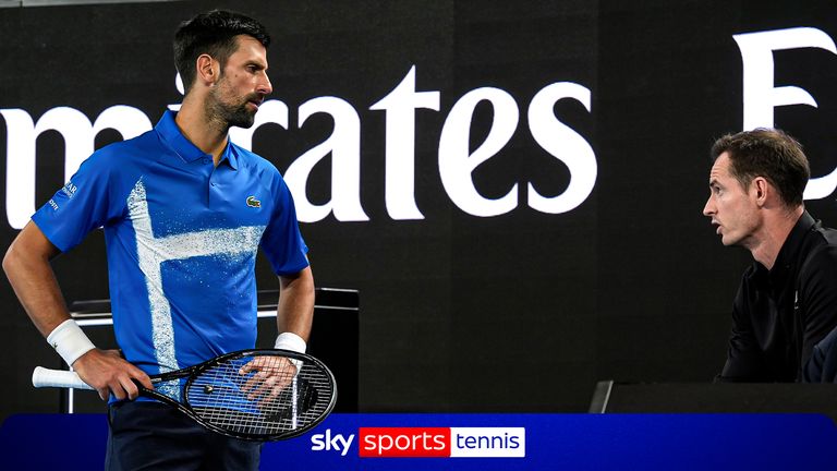 Andy Murray coaching Novak Djokovic during the Australian Open