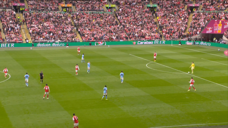 Man City limited Arsenal's build-up play with a four-player press in the Carabao Cup final