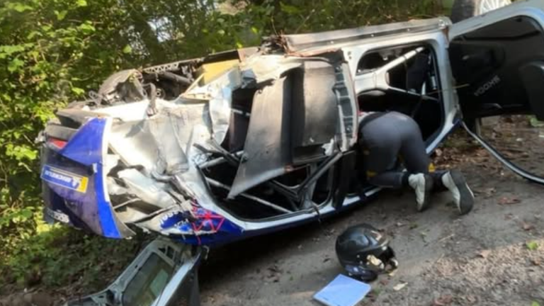 Jos Verstappen was involved in a rally car crash in Belgium (pic: RallyeSport)