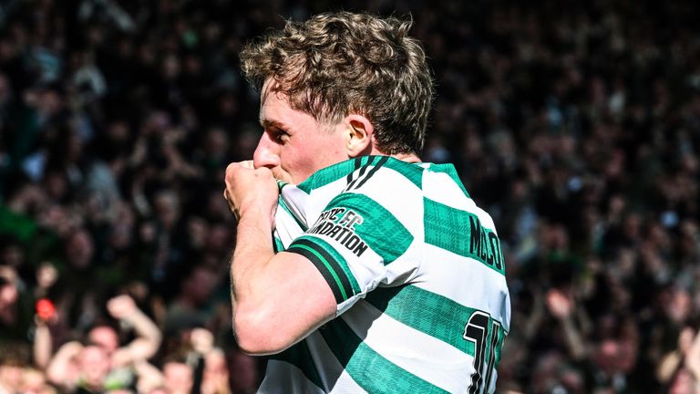 Celtic's Luke McCowan celebrates scoring to make it 4-2 during a Scottish Gas Scottish Cup semi-final match
