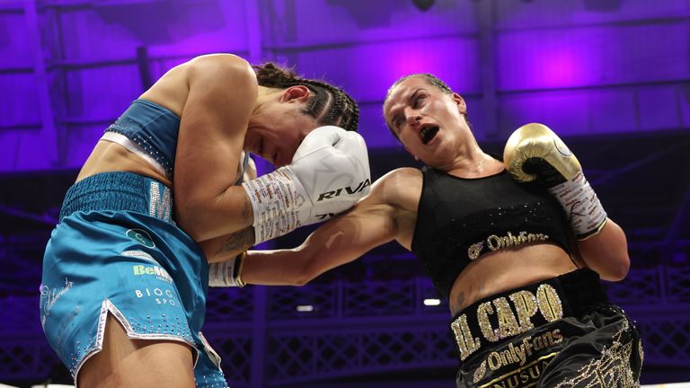 Chantelle Cameron becomes two-weight world champion as she dominates Michaela Kotaskova and calls for Mikaela Mayer next