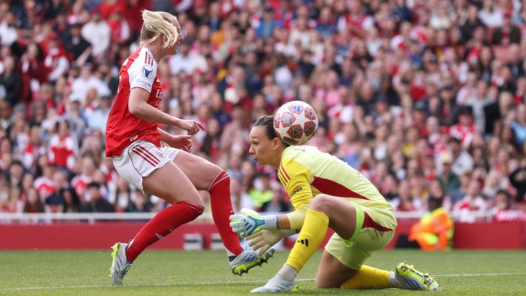 Lyon goalkeeper Christiane Endler mishandles the ball resulting in an own goal 